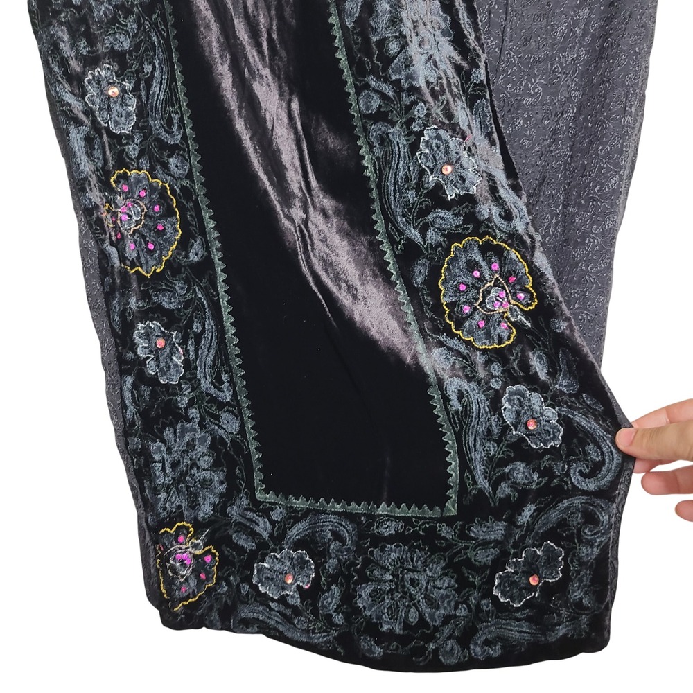 Alexia Crawford Black Velvet Floral Scarf Wrap Shawl‎